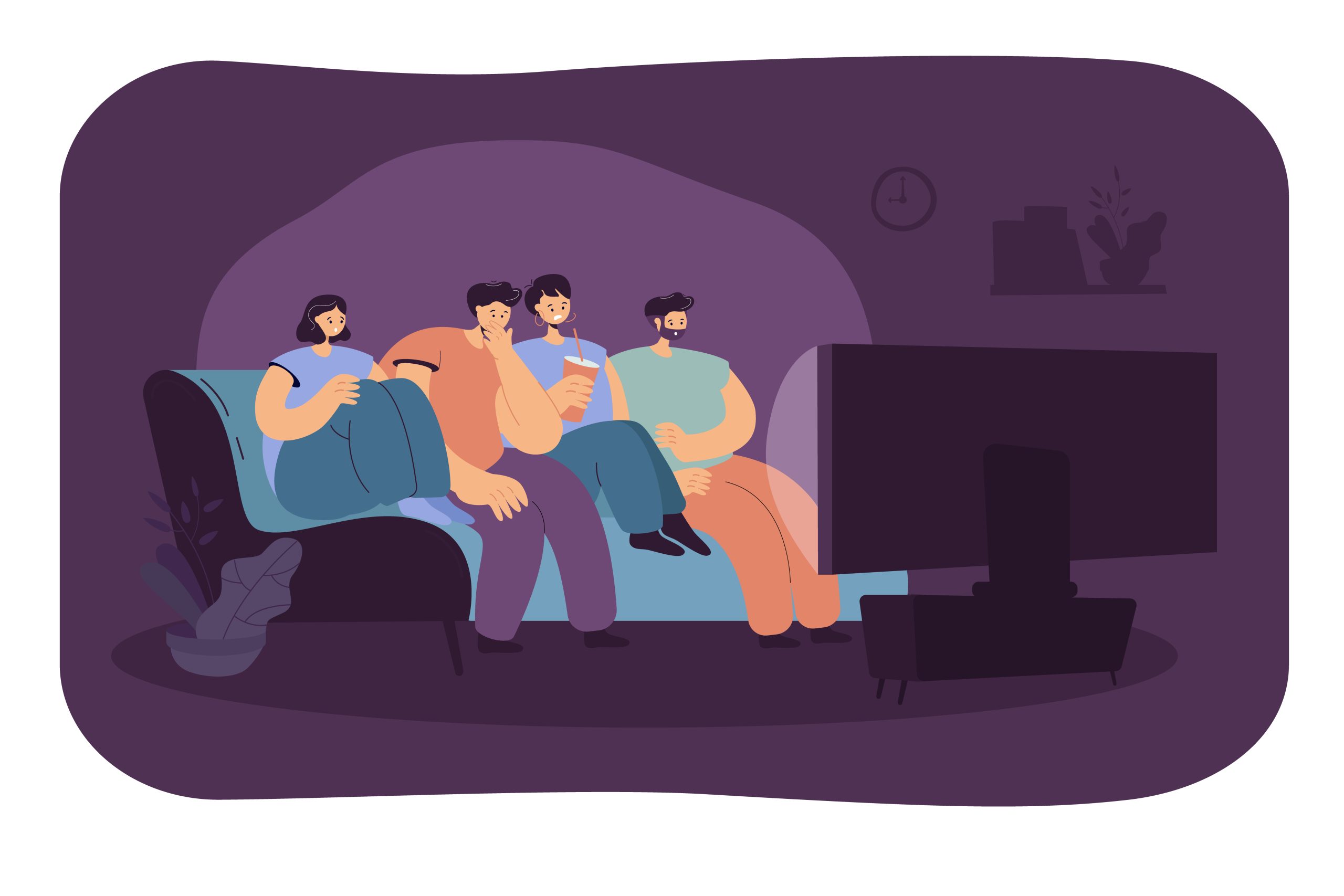Scared friend watching horror movie together - Gen IPTV geniptv